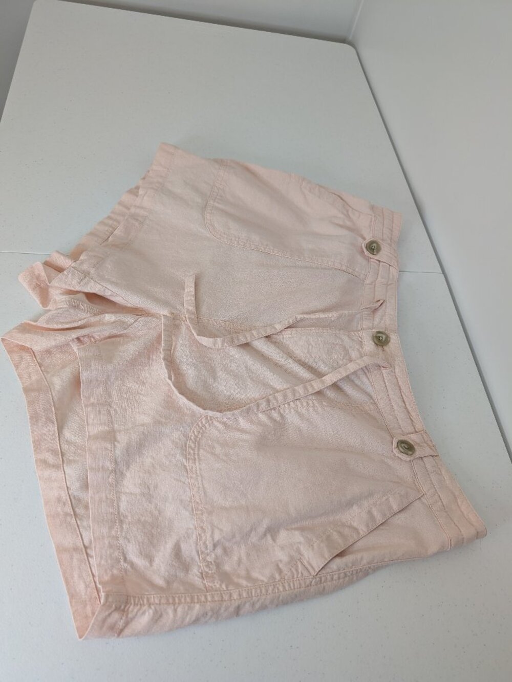 Torrid Blush Pink / Light Pink Linen Blend Drawstring Shorts Size 14